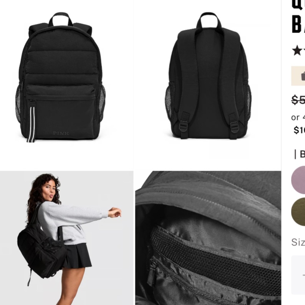 pink vs backpack in black